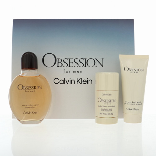 Obsession By Calvin Klein 3 Piece Set For Men: 3 Piece Gift Set  - 4.2 Oz Eau De Toilette Spray, 2.6 Oz Deodorant Stick, 3.3 Oz All Over Body Wash For Men - Gift Set (3616305266170)