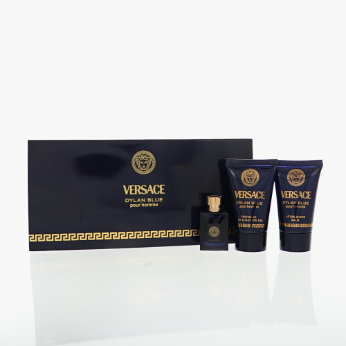 Versace Dylan Blue By Versace 3 Piece Set For Men: 0.17 Oz Eau De Toilette Splash, 0.8 Oz Bath & Shower Gel, 0.8 Oz After Shave Balm For Men - Gift Set (8011003826612)