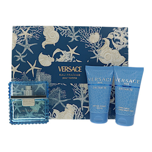 Versace Eau Fraiche By Versace 3 Piece Set For Men: 1.7 Oz Eau De Toilette Spray, 1.7 Oz Bath & Shower Gel, 1.7 Oz After Shave Balm For Men - Gift Set (8011003899913)