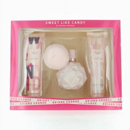 Sweet Like Candy By Ariana Grande 3 Piece Set For Women: 3.4 Oz Eau De Parfum Spray, 3.4 Oz Bath & Shower Gel, 3.4 Oz Body Souffle For Women - Gift Set (810101507113)
