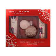 Sweet Like Candy By Ariana Grande 3 Piece Set For Women: 3.4 Oz Eau De Parfum Spray, 3.4 Oz Bath & Shower Gel, 3.4 Oz Body Souffle For Women - Gift Set (810101507113)