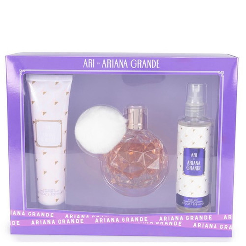 Ari By Ariana Grande 3 Piece Set For Women: 3.4 Oz Eau De Parfum Spray, 4 Oz Body Mist, 3.4 Oz Body Souffle For Women - Gift Set (810101504631)