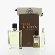 Terre D'hermes By Hermes 3 Piece Set For Men: 3.3 Oz Eau De Toilette Spray, 0.5 Oz Eau De Toilette Spray, 1.35 Oz Hair & Body Shower Gel For Men - Gift Set (3346130001553)