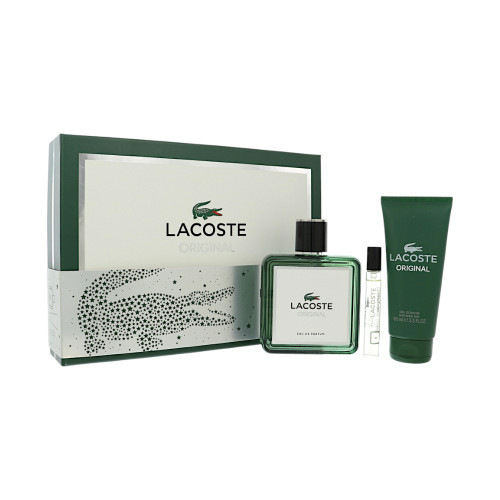 Lacoste Original By Lacoste 3 Piece Set For Men: 3.3 Oz Eau De Parfum Spray, 0.25 Oz Eau De Parfum Spray, 3.3 Oz Shower Gel For Men - Gift Set (3386460159128)