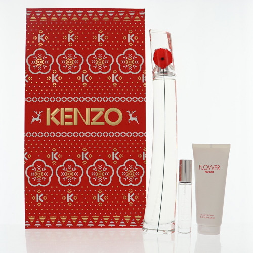 Kenzo Flower By Kenzo 3 Piece Set For Women: 3.3 Oz Eau De Parfum Spray, 0.3 Oz Eau De Parfum Spray, 2.5 Oz Body Milk For Women - Gift Set (3274872497740)