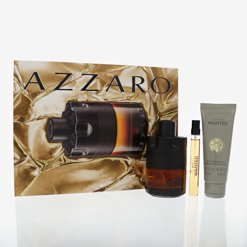 The Most Wanted Parfum By Azzaro 3 Piece Set For Men: 3.38 Oz Eau De Parfum Spray, 0.33 Oz Eau De Parfum Spray, 2.53 Oz Shampoo For Men - Gift Set (3614274668421)