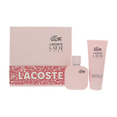 Lacoste L.12.12 Rose By Lacoste 2 Piece Set For Women: 1.7 Oz Eau De Parfum Spray, 3.3 Oz Perfumed Body Lotion For Women - Gift Set (3386460156844)
