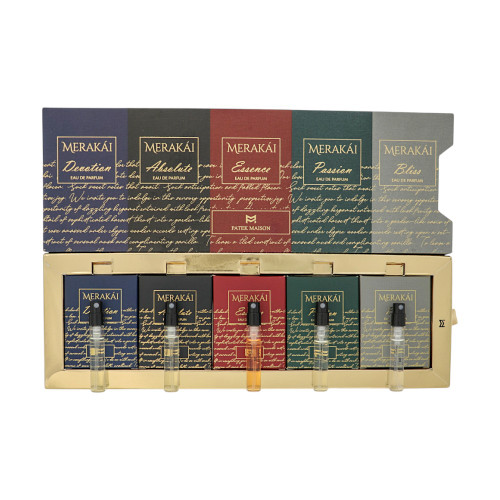 Merakai Luxury Discovery Set By Patek Maison 5 Piece Gift Set - 0.10Oz Devotion Edp Spray, 1.10Oz Absolute Edp Spray, 0.10Oz Essence Edp Spray,0.10Oz Passion Edp Spray,0.10Oz Bliss Edp Spray Oz For Unisex - Gift Set (850039142659)