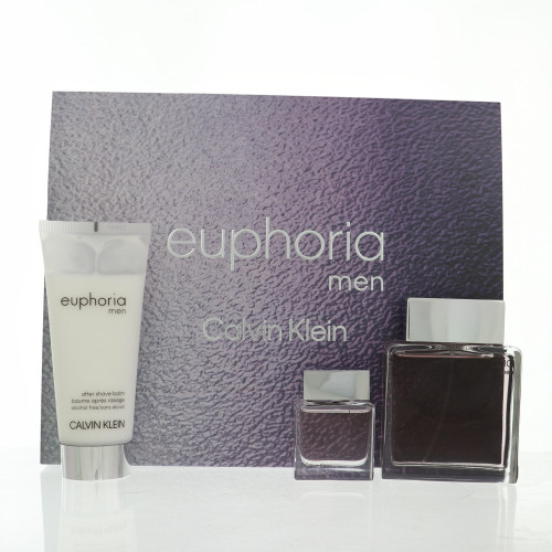 Euphoria By Calvin Klein 3 Piece Set For Men: 3.3 Oz Eau De Toilette Spray, 0.5 Oz Eau De Toilette Spray, 3.3 Oz After Shave Balm For Men - Gift Set (3616305433510)