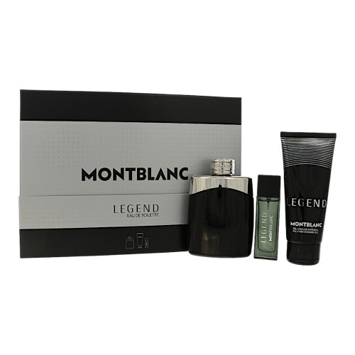 Legend By Montblanc 3 Piece Gift Set - 3.3 Oz Eau De Toilette Spray ,0.5 Oz Eau De Toilette Spray ,3.3 Oz All - Over Shower Gel For Men - Gift Set (3386460154314)