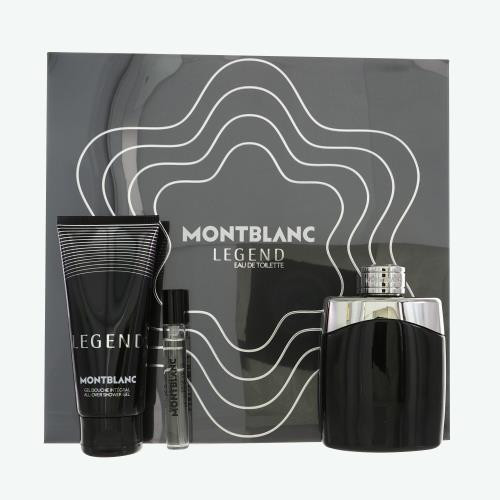 Legend By Montblanc 3 Piece Gift Set - 3.3 Oz Eau De Toilette Spray ,0.5 Oz Eau De Toilette Spray ,3.3 Oz All - Over Shower Gel For Men - Gift Set (3386460154314)