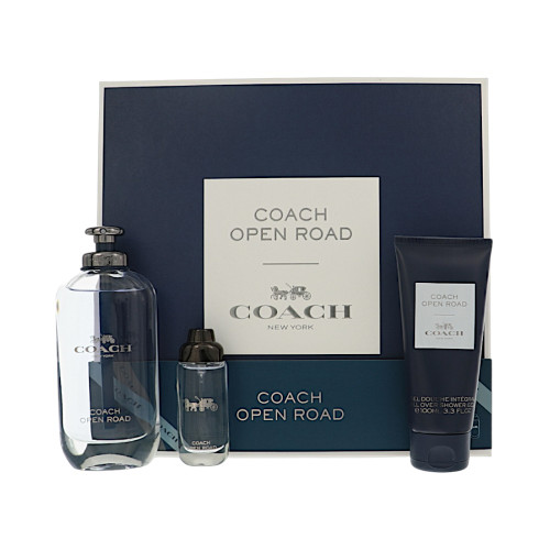 Coach Open Road By Coach 3 Piece Set For Men: 3.3 Oz Eau De Toilette Spray, 0.5 Oz Eau De Toilette Spray, 3.3 Oz All-Over Shower Gel For Men - Gift Set (3386460134774)
