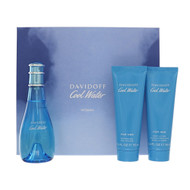 Cool Water By Davidoff 3 Piece Set For Women: 3.4 Oz Eau De Toilette Spray, 2.5 Oz Shower Gel, 2.5 Oz Body Lotion For Women - Gift Set (3616304957536)