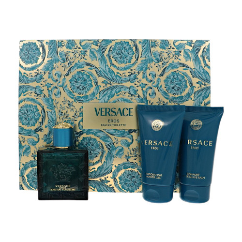Versace Eros By Versace 3 Piece Gift Set - 1.7 Oz Eau De Toilette Spray ,1.7 Oz Shower Gel ,1.7 Oz After Shave Balm For Men - Gift Set (8011003893560)