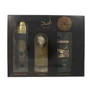 Asad By Lattafa 3 Piece Gift Set For Men - 3.4 Oz Eau De Parfum Spray, 1.7 Oz Hair Mist, 6.67 Oz Perfumed Spray For Men - Gift Set (6290362340126)