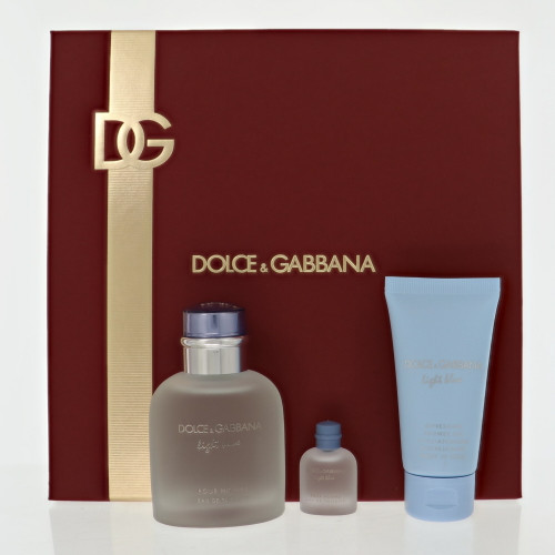 Light Blue By Dolce & Gabbana 3 Piece Set For Men: 2.5 Oz Eau De Toilette Spray, 0.15 Oz Eau De Toilette Splash, 1.7 Oz Refreshing Shower Gel For Men - Gift Set (8054754400724)