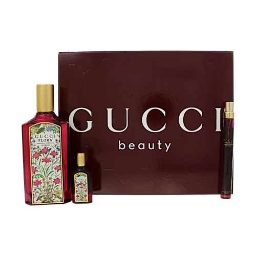 Gucci Flora Gorgeous Gardenia Intense By Gucci 3 Piece Set For Women: 3.3 Oz Eau De Parfum Spray, 0.33 Oz Eau De Parfum Spray, 0.16 Oz Eau De Parfum Splash For Women - Gift Set (3616307112383)