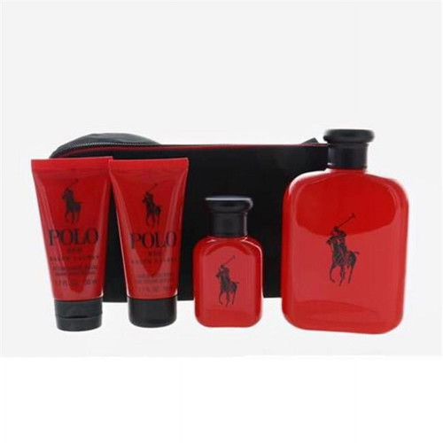 Polo Red By Ralph Lauren 5 Pc Gift Set- 4.2Oz Edt Spray,1.36Oz Edt Spray,1.7Oz Hair & Body Wash,1.7Oz After Shave Balm, Pouch Oz For Men - Gift Set (3605973004306)