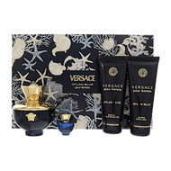 Dylan Blue By Versace 4 Pc Gift Set - 3.4Oz Edp Spray, 0.17Oz Edp Splash, 3.4Oz Body Lotion, 3.4Oz Bath & Shower Gel Oz For Women - Gift Set (8011003900497)