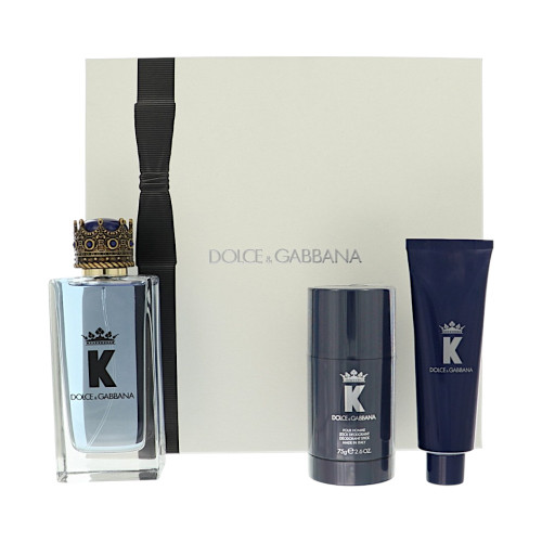 K King By Dolce & Gabbana 3 Piece Set For Men: 3.3 Oz Eau De Toilette Spray, 1.69 Oz Shower Gel, 2.6 Oz Stick Deodorant For Men - Gift Set (8054754403442)