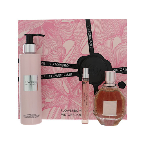 Flower Bomb By Viktor & Rolf 3.4 Oz Eau De Parfum Spray For Women - Gift Set (3614274141085)
