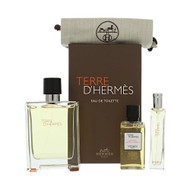 Terre D'hermes By Hermes 3 Piece Set For Men: 3.3 Oz Eau De Toilette Spray, 0.5 Oz Eau De Toilette Spray, 1.35 Oz Hair & Body Shower Gel For Men - Gift Set (3346130001553)