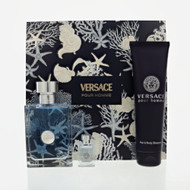 Versace Pour Homme By Versace 3 Piece Set For Men: 3.4 Oz Eau De Toilette Spray, 0.17 Oz Eau De Toilette Splash, 5 Oz Hair & Body Shampoo For Men - Gift Set (8011003906970)