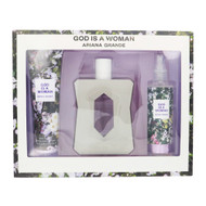God Is A Woman By Ariana Grande 3 Piece Set For Women: 3.4 Oz Eau De Parfum Spray, 4 Oz Body Mist, 3.4 Oz Body Souffle For Women - Gift Set (810101501685)