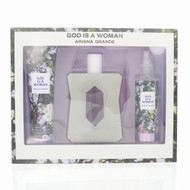 God Is A Woman By Ariana Grande 3 Piece Set For Women: 3.4 Oz Eau De Parfum Spray, 4 Oz Body Mist, 3.4 Oz Body Souffle For Women - Gift Set (810101501685)