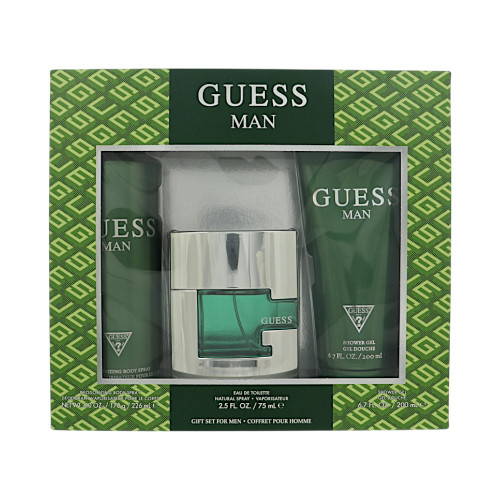 Guess By Guess 3 Piece Gift Set For Men - 2.5 Oz Eau De Toilette Spray, 6.7 Oz Shower Gel, 6.0 Oz Deodorizing Body Spray For Men - Gift Set (085715325952)