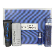 Paris Hilton By Paris Hilton 4 Piece Set For Men: 3.4 Oz Eau De Toilette Spray, 0.25 Oz Eau De Toilette Spray, 3 Oz Hair & Body Wash, 2.75 Oz Alcohol Free Deodorant Stick For Men - Gift Set (608940569467)