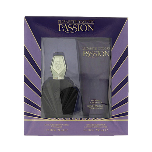 Passion By Elizabeth Taylor 2 Piece Set For Women: 2.5 Oz Eau De Toilette Spray, 6.8 Oz Perfumed Body Lotion For Women - Gift Set (719346264884)