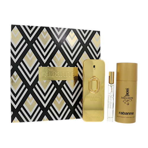 One Million Gold Intense By Paco Rabanne 3 Pc Gift Set- 3.4Oz Edp Spray, 0.34Oz Edt Spray, 5.1Oz Deodorant Spray Oz For Men - Gift Set (3349668666683)