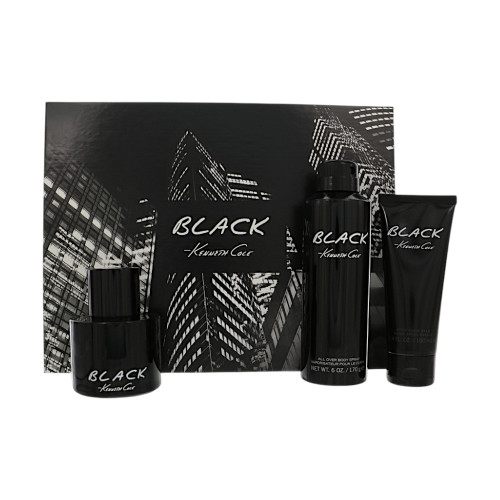 Black By Kenneth Cole 3 Piece Gift Set For Men - 3.4 Oz Eau De Toilette Spray, 6.0 Oz All Over  Body Spray, 3.4 Oz After Shave Balm For Men - Gift Set (608940585177)