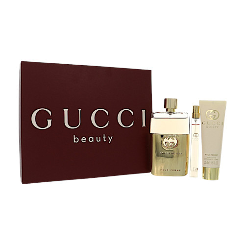 Gucci Guilty By Gucci 3 Piece Gift Set For Women - 3.0 Oz Eau De Parfum Spray, 0.33 Oz Eau De Parfum Spray, 1.6 Oz Body Lotion For Women - Gift Set (3616305447586)