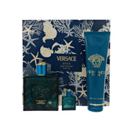 Versace Eros By Versace 3 Piece Gift Set For Men - 3.4 Oz Parfum Spray, 0.3 Oz Parfum Spray, 5.0 Oz Invigorating Shower Gel For Men - Gift Set (8011003889341)