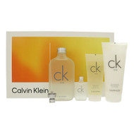 Ck One By Calvin Klein 4 Piece Set For Unisex: 6.7 Oz Eau De Toilette Spray, 0.5 Oz Eau De Toilette Splash, 6.7 Oz Skin Moisturizer, 3.3 Oz Body Wash For Unisex - Gift Set (3616306728141)