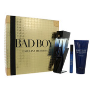 Bad Boy Cobalt By Carolina Herrera 3 Piece Set For Men: 3.4 Oz Eau De Parfum Spray, 0.34 Oz Eau De Parfum Spray, 3.4 Oz Shower Gel For Men - Gift Set (8411061134412)