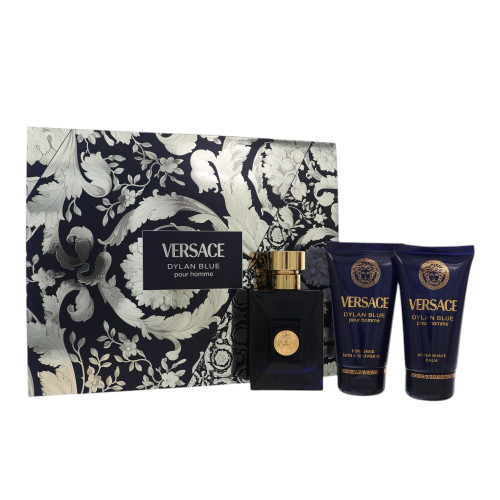 Dylan Blue By Versace 3 Piece Gift Set For Men - 1.7 Oz Eau De Toilette Spray, 1.7 Oz Bath & Shower Gel, 1.7 Oz After Shave Balm For Men - Gift Set (8011003903023)