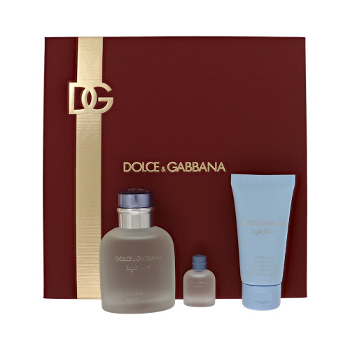 Light Blue By Dolce & Gabbana 3 Piece Set For Men: 2.5 Oz Eau De Toilette Spray, 0.15 Oz Eau De Toilette Splash, 1.7 Oz Refreshing Shower Gel For Men - Gift Set (8054754400724)