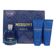 Missoni Wave By Missoni 3 Piece Set For Men: 3.4 Oz Eau De Toilette Spray, 3.4 Oz Bath & Shower Gel, 3.4 Oz After Shave Balm For Men - Gift Set (8011003885725)