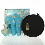 Dylan Turquoise By Versace 4 Piece Gift Set For Women - 3.4 Oz Eau De Toilette Spray, 3.4 Oz Bath & Shower Gel, 3.4 Oz Body Gel, Small Beauty Case For Women - Gift Set (8011003902903)