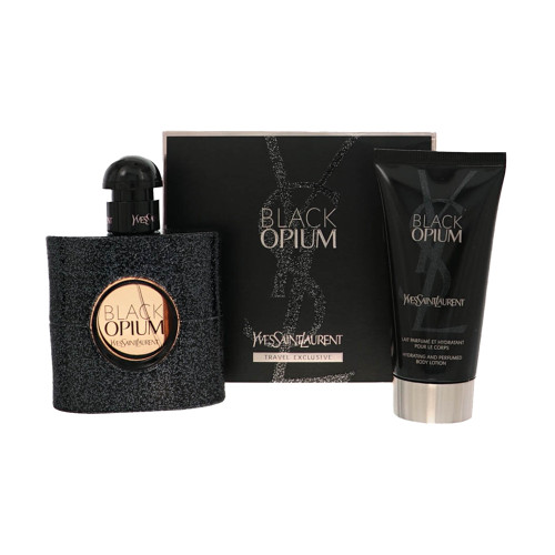 Black Opium By Yves Saint Laurent 2 Piece Gift Set For Women - 1.6 Oz Eau De Parfum Spray, 1.6 Oz Shimmering Moisture Body Lotion For Women - Gift Set (3660732069484)