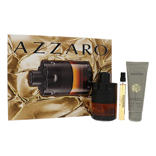 Azzaro The Most Wanted By Azzaro 3 Pc Gift Set: 3.38 Oz Parfum Spray, 0.33 Oz Parfum Spray, 2.53 Oz Shampoo Oz For Men - Gift Set (3614274668421)
