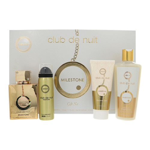 Club De Nuit Milestone By Armaf 4Pc Gift Set- 3.6 Oz Edp Spray, 8.4 Oz Shampoo, 3.4 Oz Shower Gel, 1.7 Oz Perfume Body Spray Oz For Men - Gift Set (6294015136838)