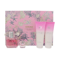 Bright Crystal By Versace 4 Piece Gift Set - 3.0 Oz Eau De Toilette Spray ,0.17 Oz Eau De Toilette Splash ,3.4 Oz Body Lotion ,3.4 Oz Bath & Shower Gel For Women - Gift Set (8011003906789)