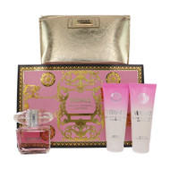 Bright Crystal By Versace 4 Pc Gift Set-3 Oz Edt Spray,3.4 Oz Body Lotion,3.4 Oz Bath&Shower Gel,Gold Pouch Oz For Women - Gift Set (8011003918829)