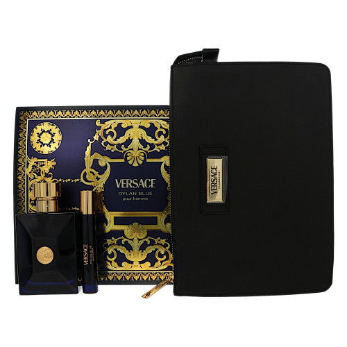 Versace Dylan Blue By Versace 3Pc Gift Set-3.4 Oz Edt Spray,0.3 Oz Edt Spray, Black Pouch Oz For Men - Gift Set (8011003919093)