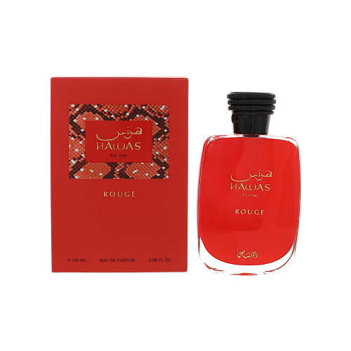 Hawas Rouge By Rasasi 3.38 Oz Eau De Parfum Spray For Women - Box (614514339213)