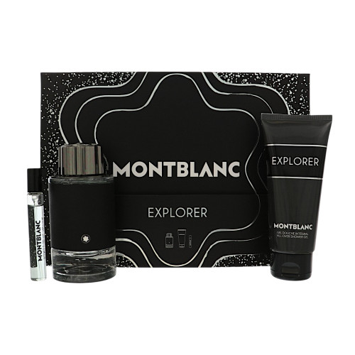 Mont Blanc Explorer By Mont Blanc 3 Piece Set For Men: 3.3 Oz Eau De Parfum Spray, 0.25 Oz Eau De Parfum Spray, 3.3 Oz All-Over Shower Gel For Men - Gift Set (3386460154932)